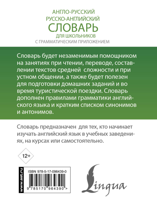 Англо-русский. Русско-английский словарь для школьников с грамматическим приложением
