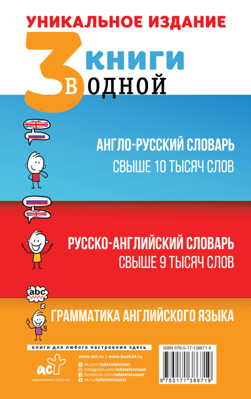 3 книги в одной: Англо-русский словарь. Русско-английский словарь. Грамматика английского языка
