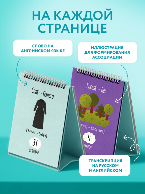 Мой первый календарь. 366 английских слов для детей. Вечный настольный календарь-домик