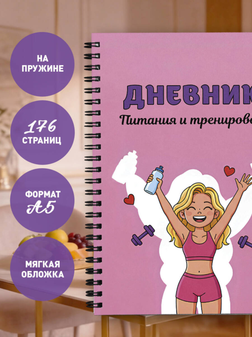 Дневник питания и тренировок. 10 недель, которые перезагрузят твое тело (розовый, 88 л., на пружине)