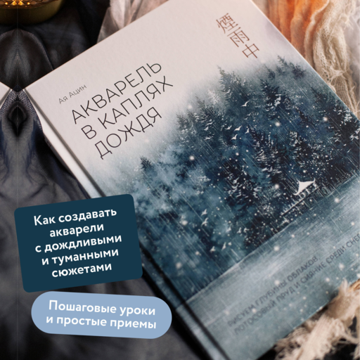 Акварель в каплях дождя. Рисуем глубины облаков, лотосовый пруд и сияние среди снегов