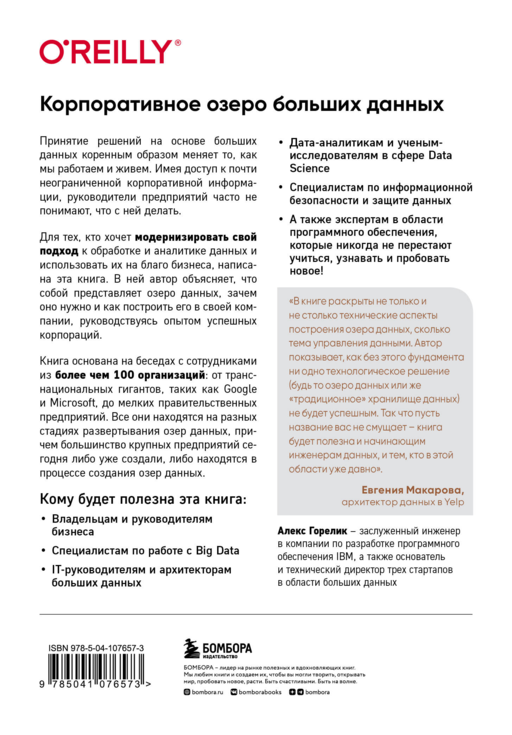 Корпоративное озеро больших данных. Новый подход к использованию Big Data и Data Science в бизнесе