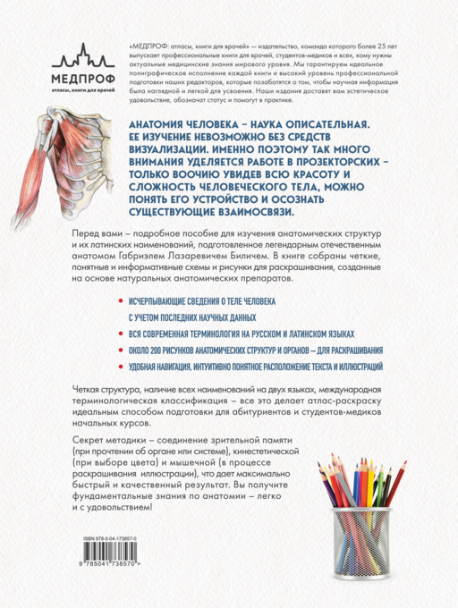 Анатомия: русско-латинский атлас-раскраска (новое оформление, новый формат)