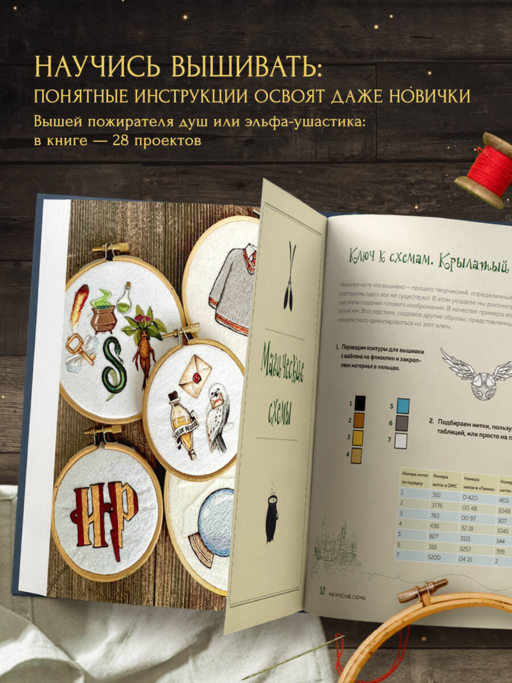Школа вышивки для поттероманов. 28 магических сюжетов для вышивки гладью из вселенной Гарри Поттера. Неофициальная книга